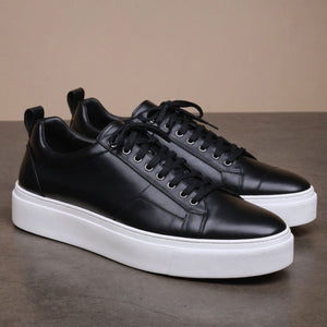 Black Leather Cosma With Thick Sole Sneakers