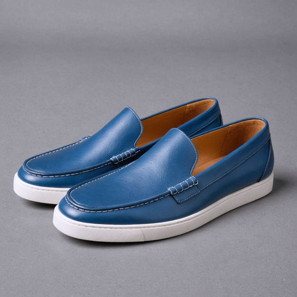 Blue Leather Anthea Slip On Sneakers