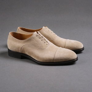 Cream Suede Leather Woodford Balmoral Toe Cap Oxfords - Formal Shoes