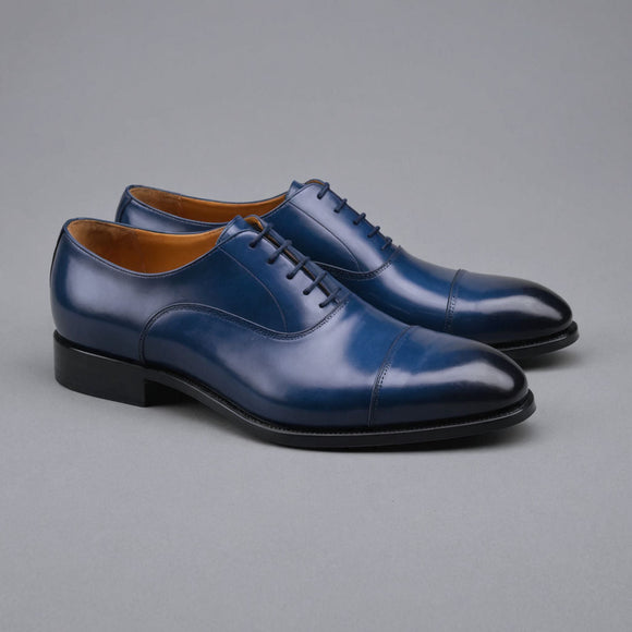 Blue Leather Woodford Balmoral Toe Cap Oxfords - Formal Shoes