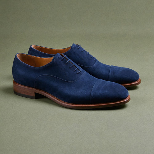 Blue Suede Leather Woodford Balmoral Toe Cap Oxfords - Formal Shoes