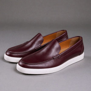 Burgundy Leather Anthea Slip On Sneakers