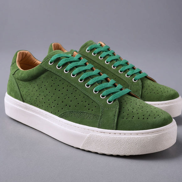 Green Suede Oreste Lace Up Sneakers