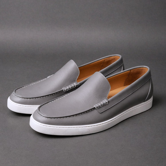 Grey Leather Anthea Slip On Sneakers