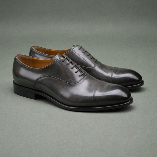 Grey Leather Woodford Balmoral Toe Cap Oxfords - Formal Shoes