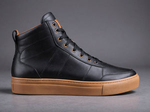 Black Leather Sprint Lace-Up Sneakers - Summer 2024 Collection