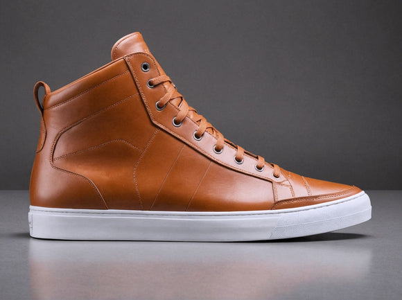 Brown Leather Sprint Lace-Up Sneakers With White Sole - Summer 2024 Collection