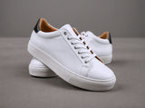 White Leather Sprint Lace-Up Sneakers with White Sole - Summer 2024 Collection