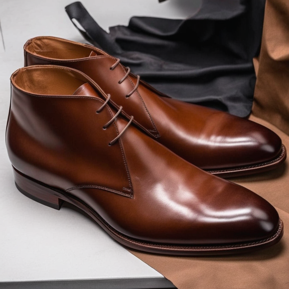 Brown Leather Gabrovo Chukka Lace Up Boots