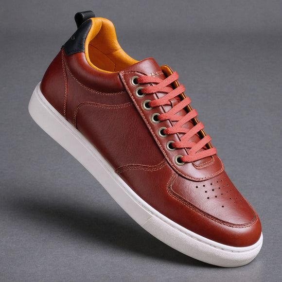 Red Leather with Low Top Swift Sneak Lace-Up Sneakers with White Sole - Summer 2024 Collection