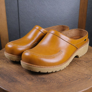 Tan Leather Relaxed Stride Clogs Loafer - Summer 2024 Collection