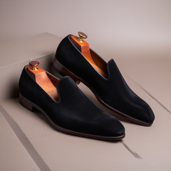 Black Suede Leather Boreas Minimalist Loafers