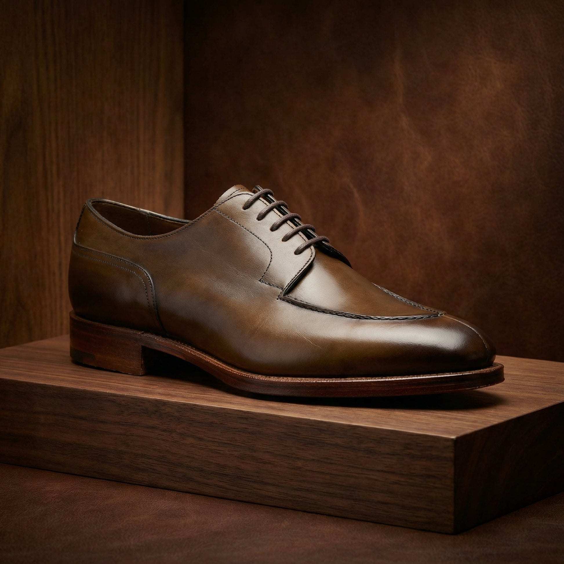 Olive Green Leather Hamlet Derby Shoes