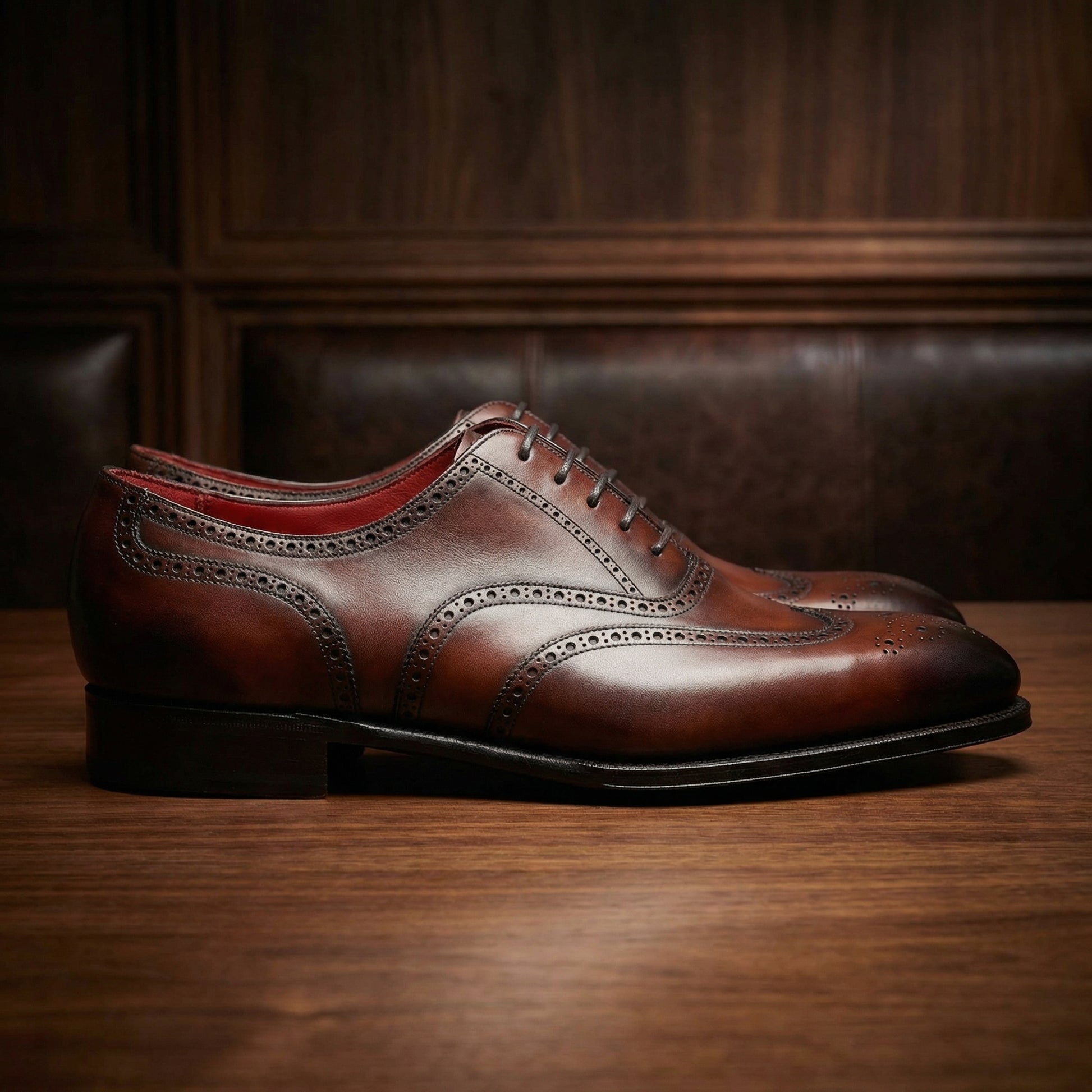 Mahogany Brown Leather Gedling Brogue Oxfords