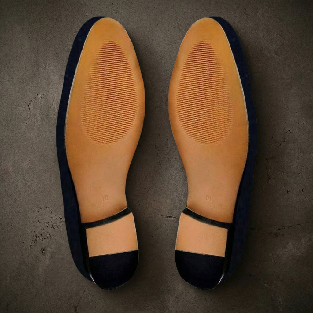 Blue Velvet Beers Embroidered Loafers