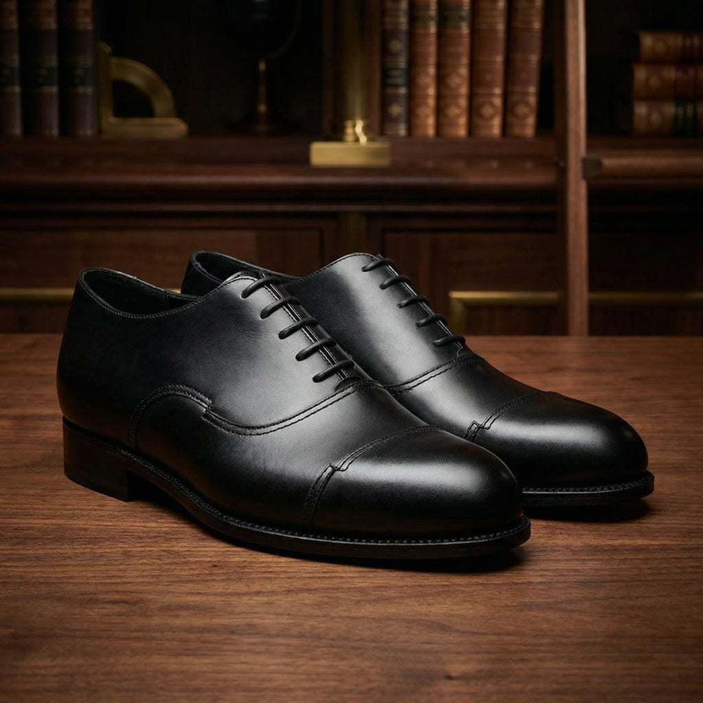 Height Increasing Black Leather Broxtowe Balmoral Oxfords
