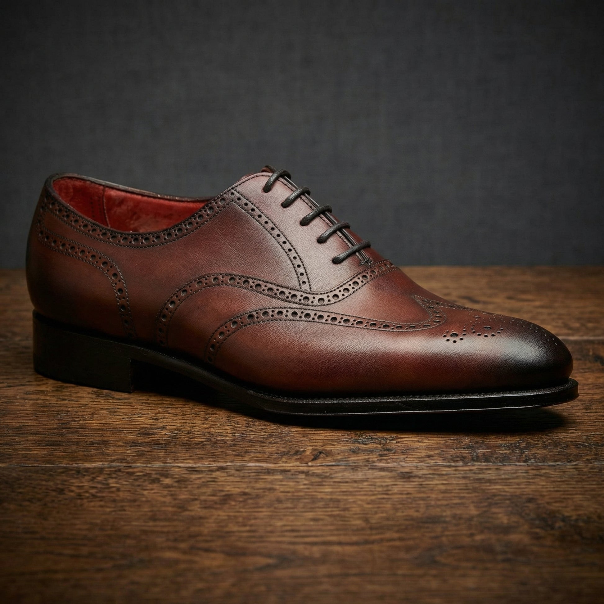 Mahogany Brown Leather Gedling Brogue Oxfords