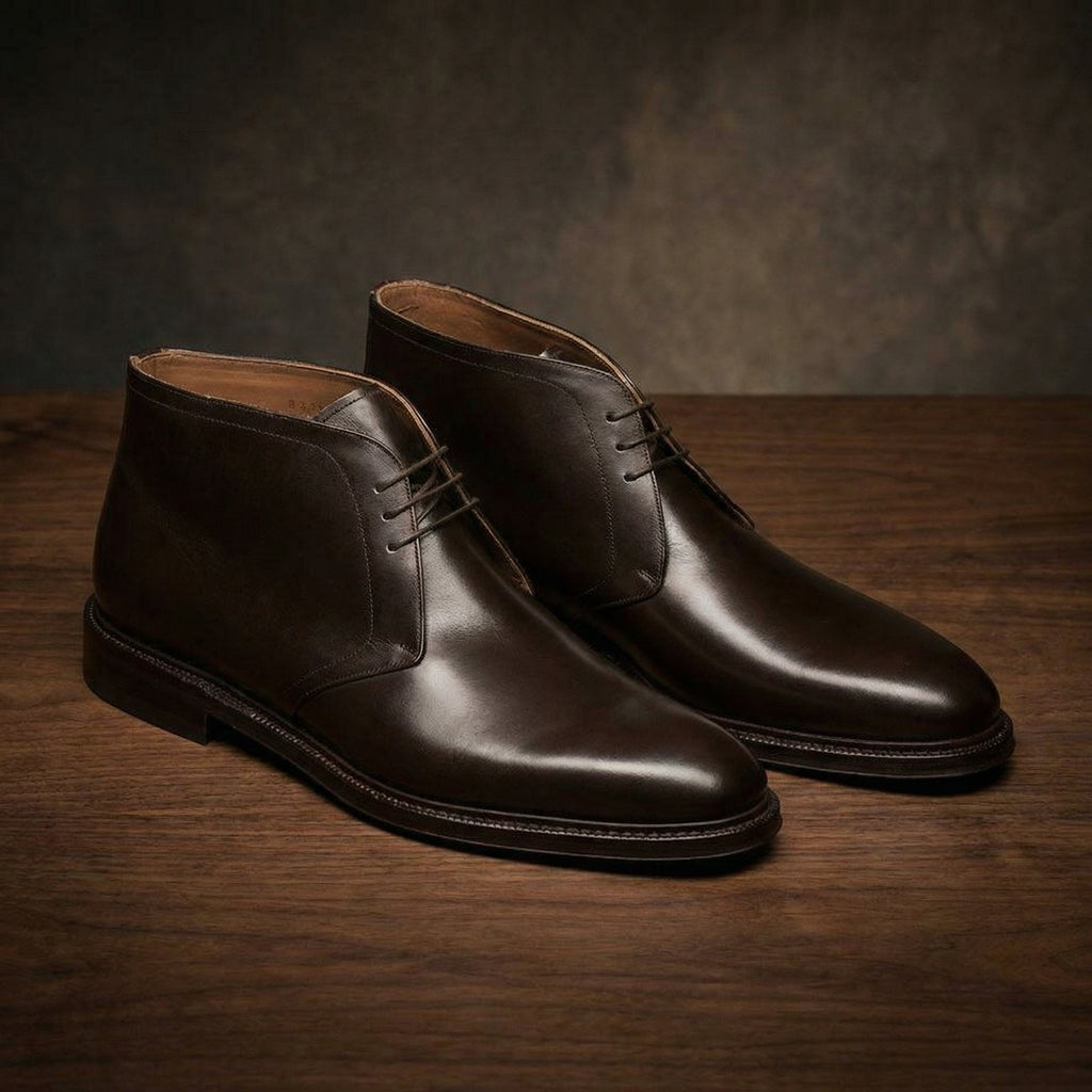 Height Increasing Brown Leather Exeter Lace Up Chukka Boots