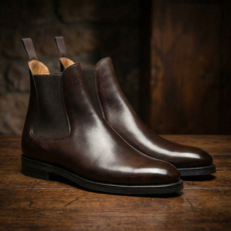 Height Increasing Brown Leather Fenland Slip On Chelsea Boots