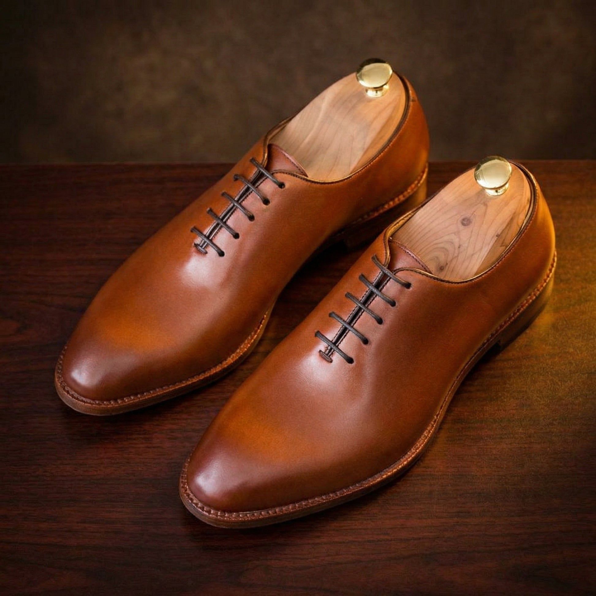 Tan Leather Drayton One Cut Oxfords - Formal Shoes