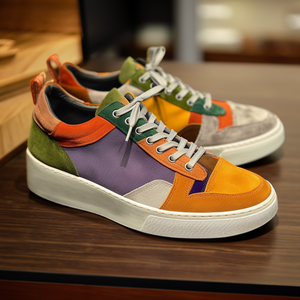 Multi Colour Suede Leather Verdant Vogue Lace-Up Sneakers with White Sole - Summer 2024 Collection