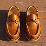 Tan Piero Boat Shoes with Honey Sole