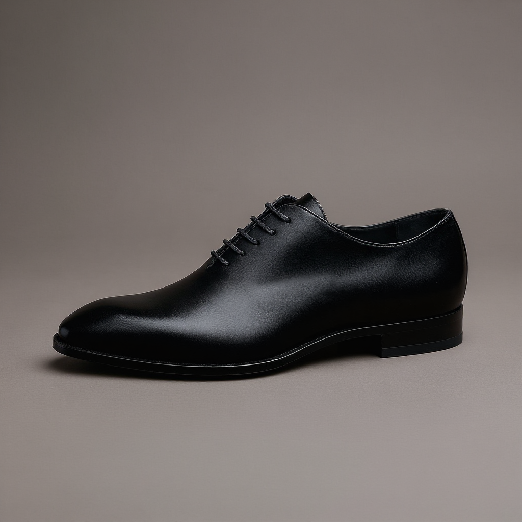 Black Leather Nandes Pointed Oxford Shoes