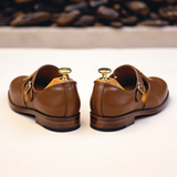 Brown Leather Embroidery Work Peshawari Loafers | Wedding Shoes for Groom | Shoes for Haldi Mehendi Sangeet - Wedding Essentials