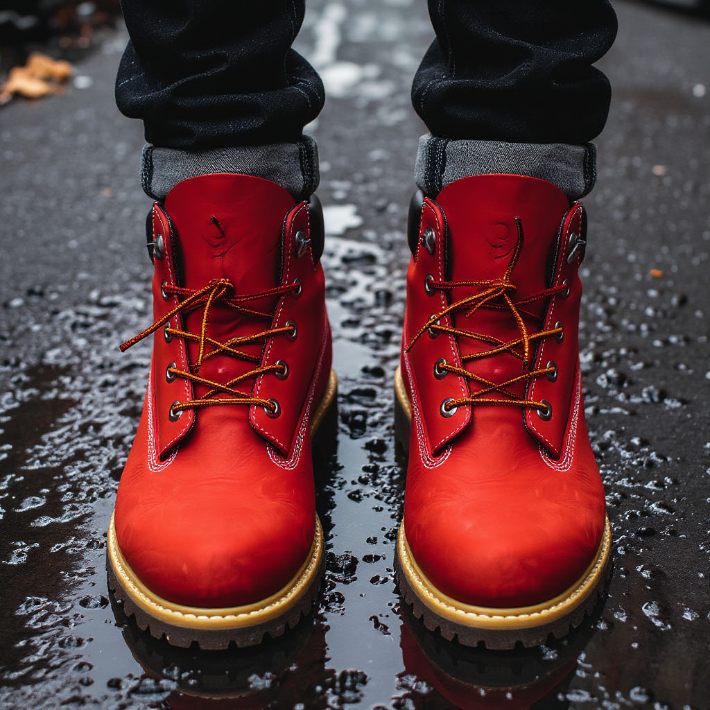 Red Leather Appoggio Ankle Rugged Lace Up Combat Hiking Boots with Chunky Track Sole