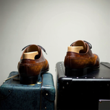 Tan Leather and Suede Cedara Brogue Wingtip Oxfords - Formal Shoes