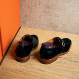 Black Leather Algarve Single Monk Straps - AW24