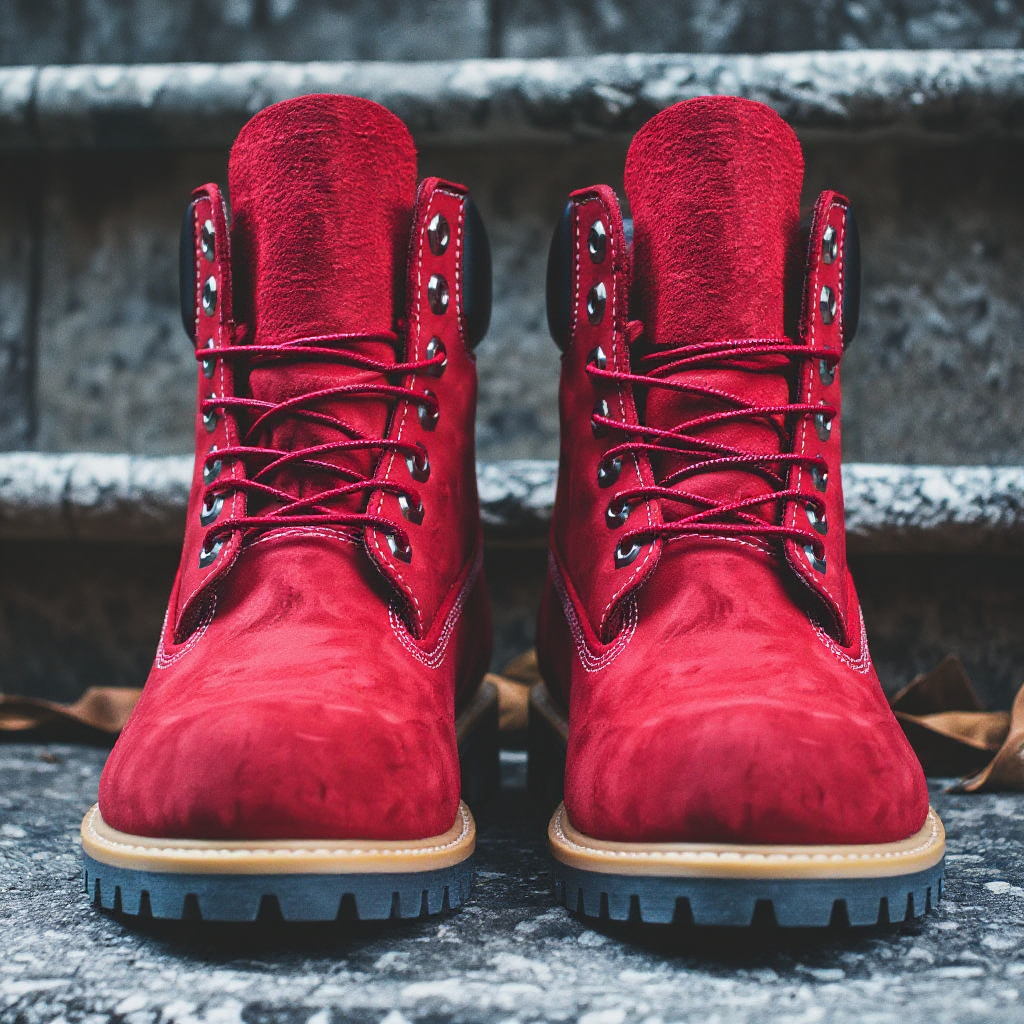 Red Leather Antico Ankle Rugged Lace Up Combat Hiking Boots with Chunky Track Sole