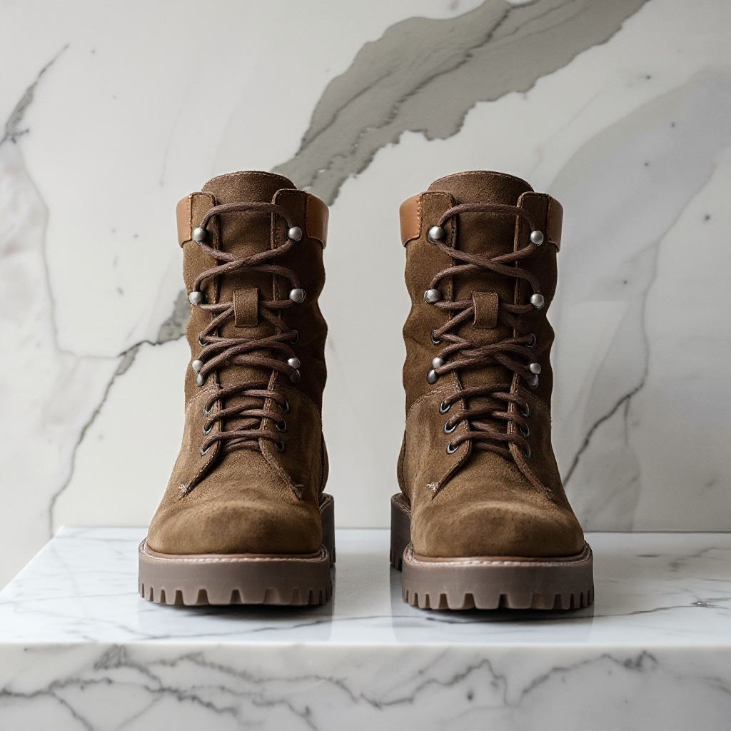 Brown Nubuck Leather Antonio Combat Boot