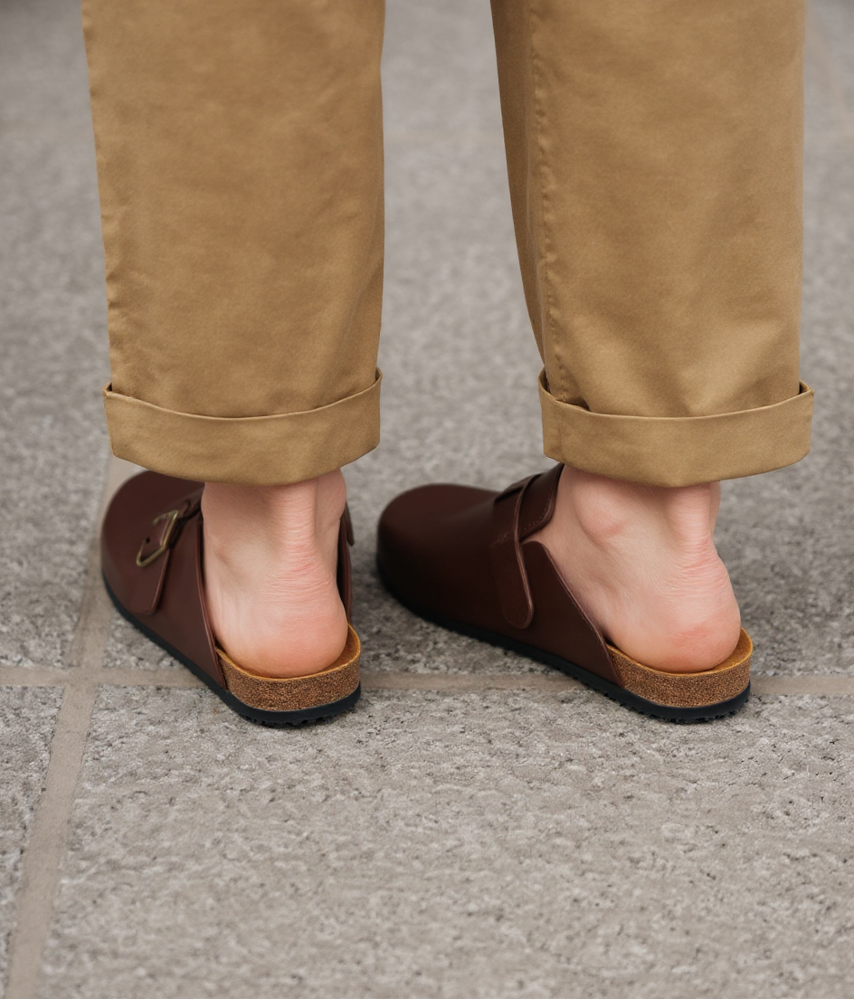 Brown Leather Pedestal Platforms Clogs - Summer 2024 Collection
