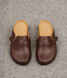 Brown Leather Pedestal Platforms Clogs - Summer 2024 Collection