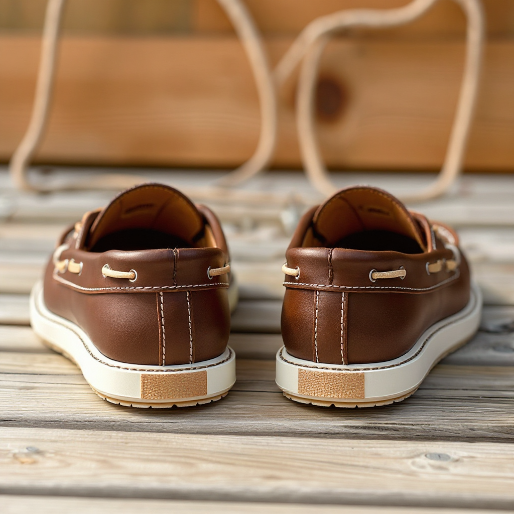 Brown Patrizio Boat Shoes with White Sole