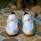 White Grain Leather Nazzareno Loafers