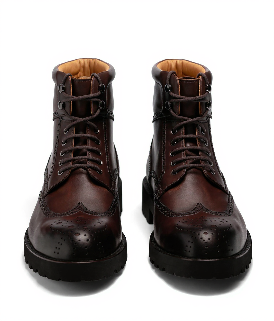 Brown Leather Troyes Chunky Derby Boots - AW24 - Hiking and Trekking Boots