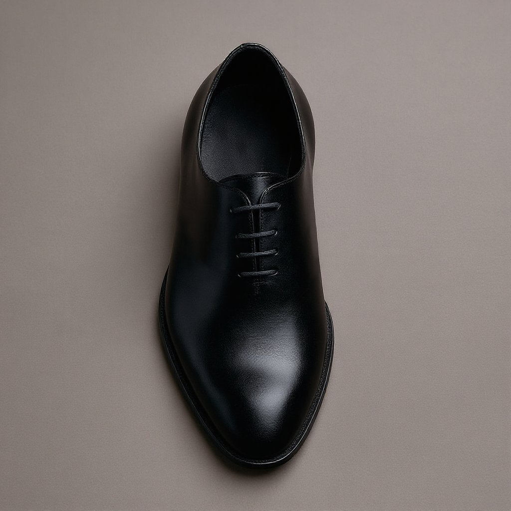 Black Leather Nandes Pointed Oxford Shoes