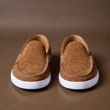 Brown Suede Leather Anthea Slip On Sneakers