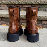 Brown Leather Edilberto With Thick Sole Zipper Boots