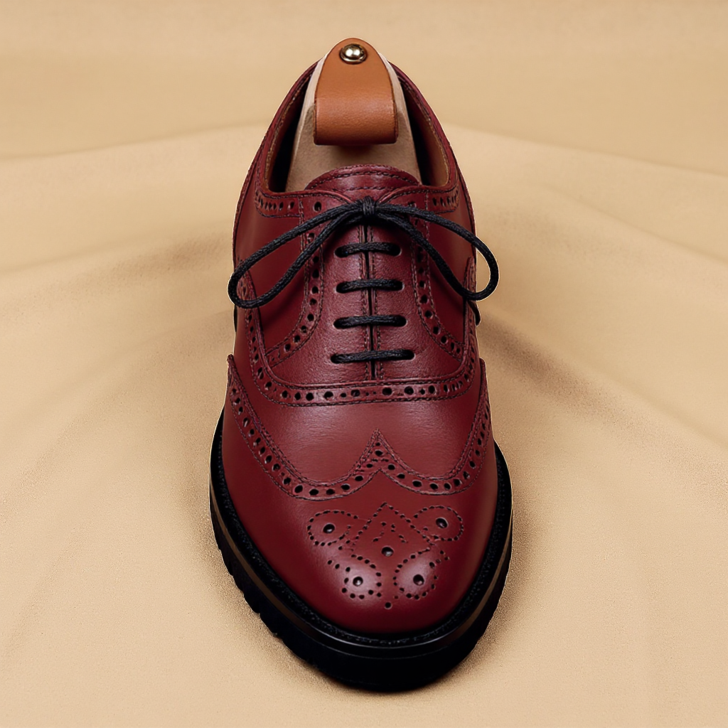 Brown Leather Rene Brogue Chunky Oxfords Shoes WORK EDITION