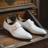 White Leather Friar's Fashion Monk Straps Shoes