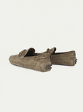 Olive Green Suede Leather Oriela Driving Loafers - AW24 - ITALIAN AW26