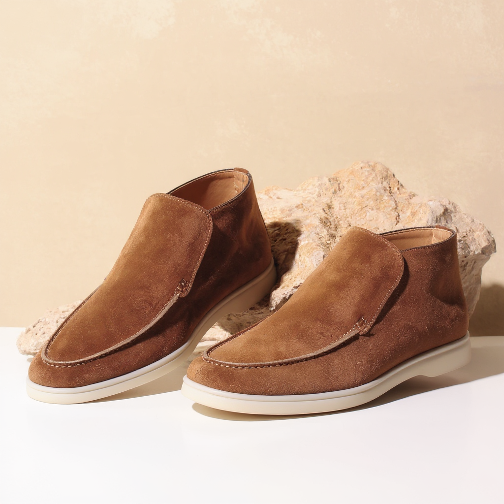 Tan Suede Leather Ronald City Half Boots - ITALIAN AW26