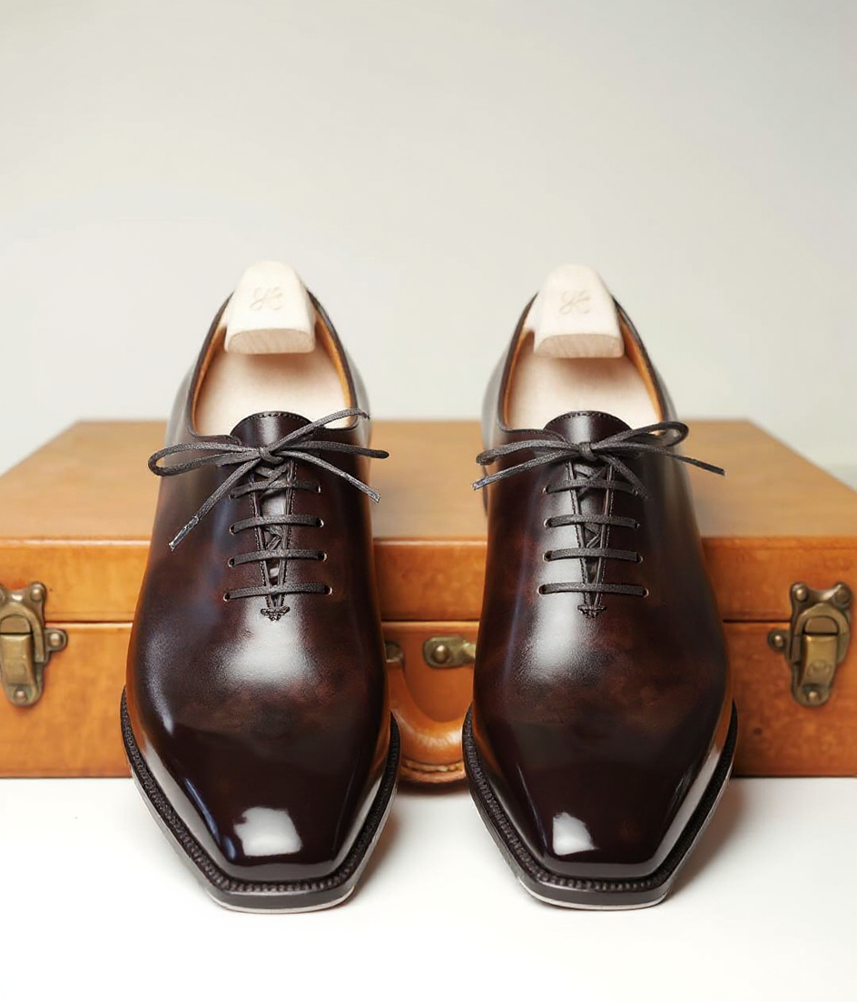 Brown Leather Lorcin Whole Cut Oxfords - Formal Shoes - AW24
