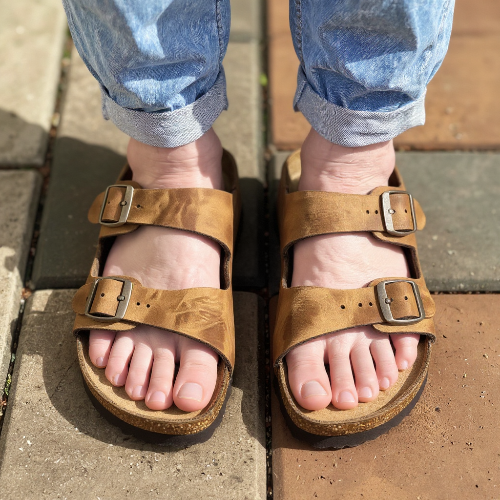 Tan Leather Ebony Ease Comfort Slippers with Buckle - Summer 2024  Casual Shoes Collection