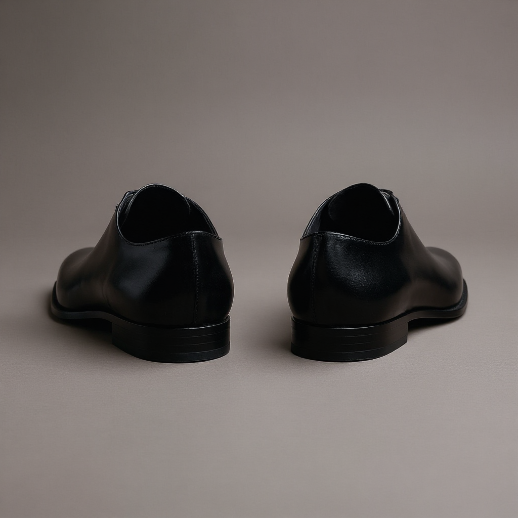 Black Leather Nandes Pointed Oxford Shoes