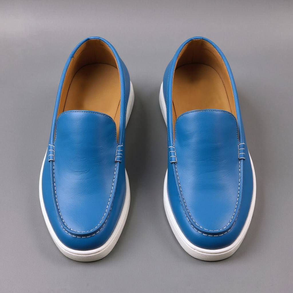 Blue Leather Magnus Slip On Sneakers