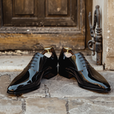 Black Patent Leather Desiderio Lace-Up Pointed Oxford Shoes